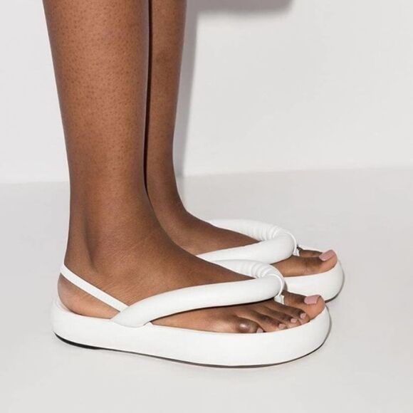 Isabel Marant Orene Leather Flatform Sandals White Size 10 - Picture 1 of 15